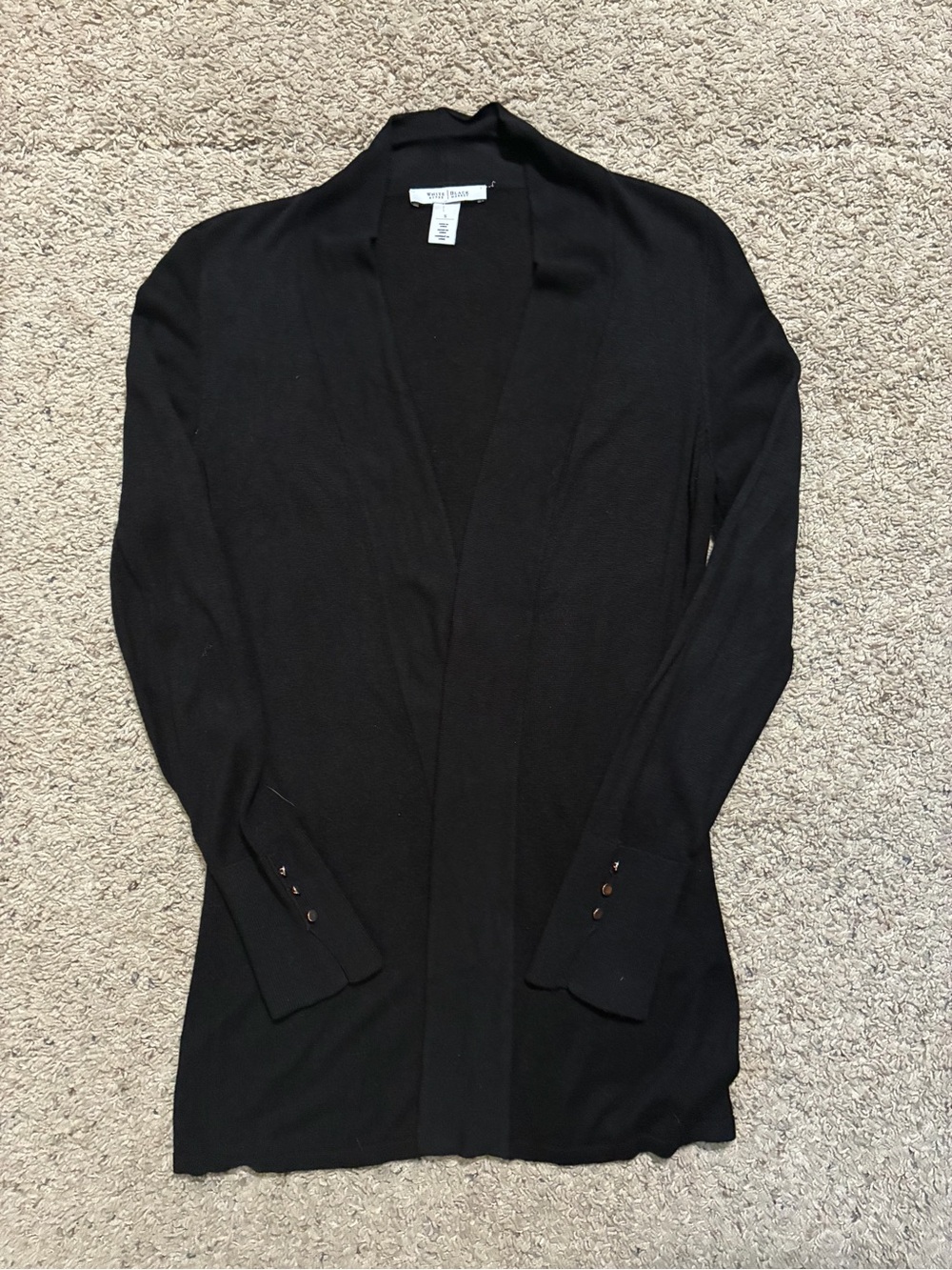 White House Black Market Black Open-Front Long Cardigan
